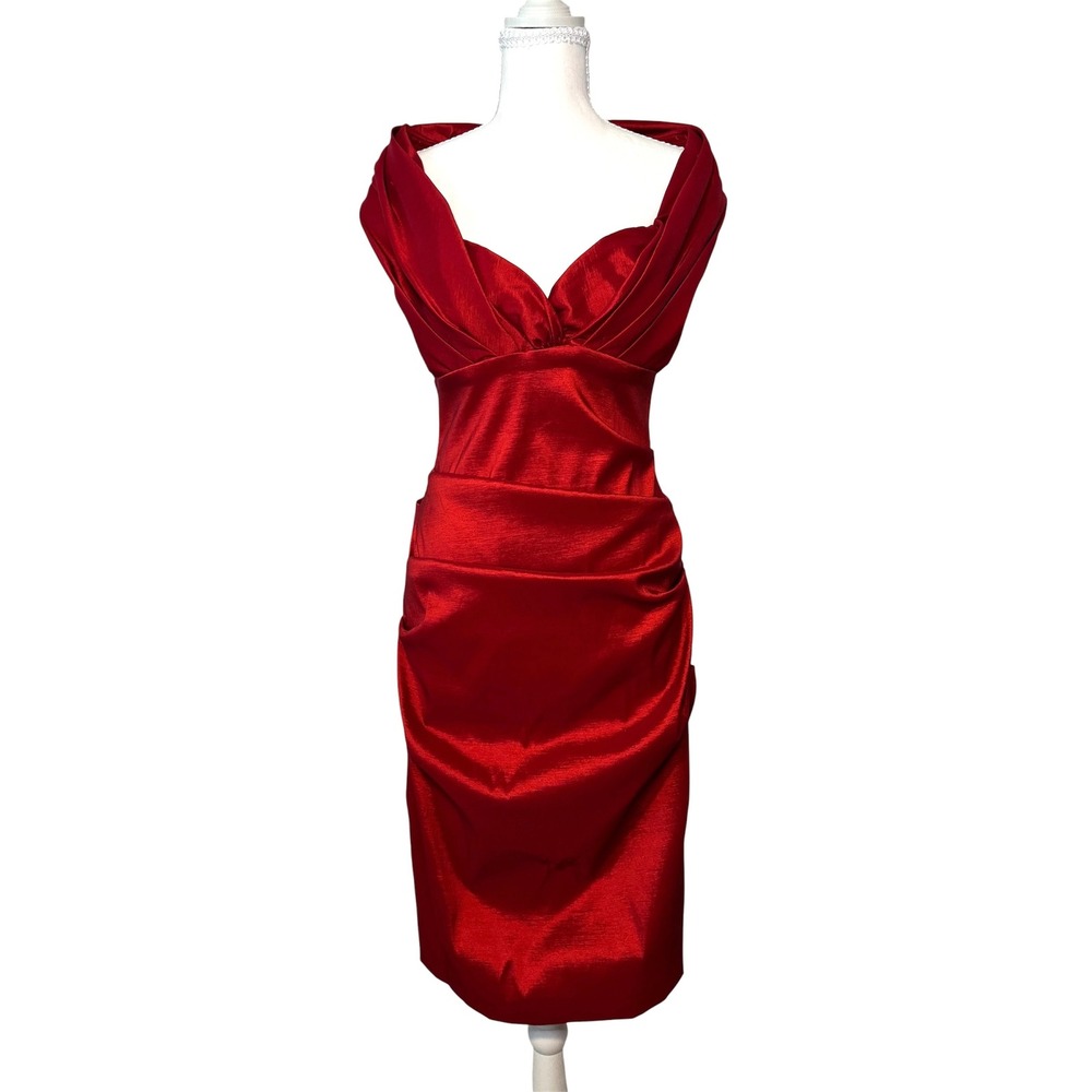 Cache Womens Ruched Dress Red Size 10 Wedding Prom Cocktail Formal